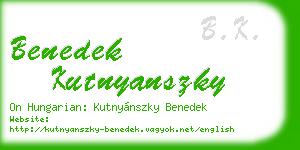 benedek kutnyanszky business card